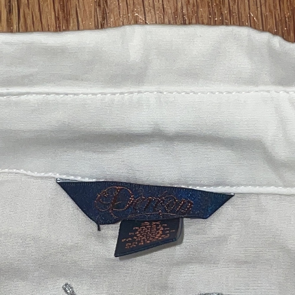 NEW Dereon White Stretch Poplin Snap down shirt ruffle sleeve PLUS 1X - Picture 11 of 15